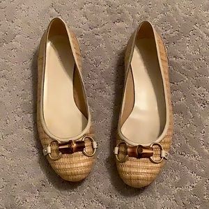 Gucci Raffia & Leather Flats